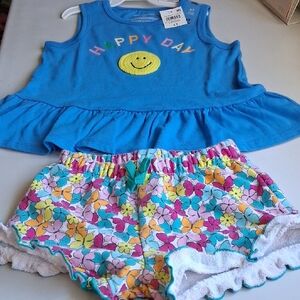 New Epic Threads Bright Blue Tank, with Colorful Used Shorts Size 4T.